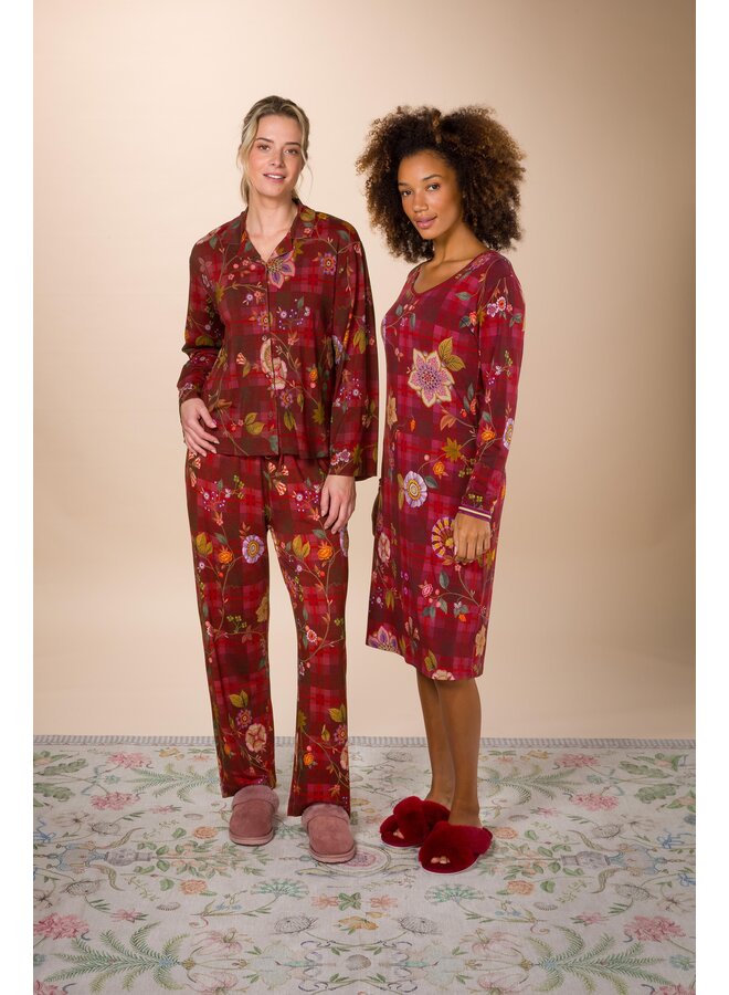 Danai Long Sleeve Nightdress Flores Felices Red XS