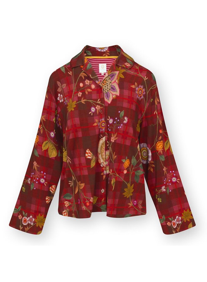 Faye Long Sleeve Top Flores Felices Red