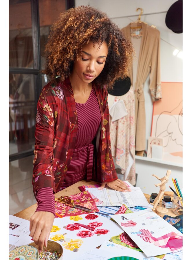 Naomi Kimono Flores Felices Red XS