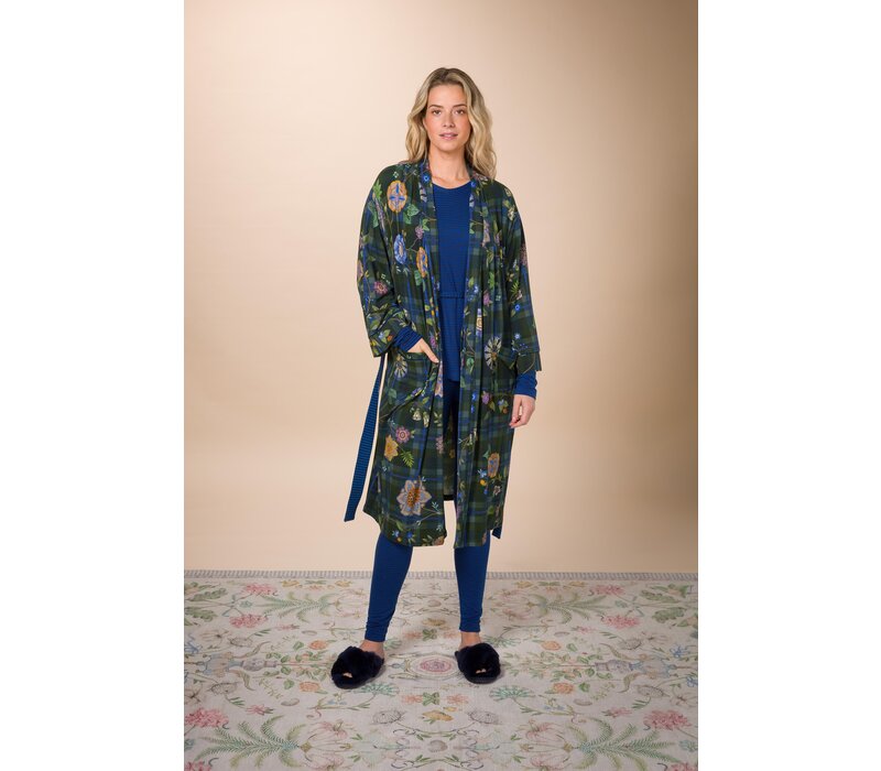 Naomi Kimono Flores Felices Dark Blue XS