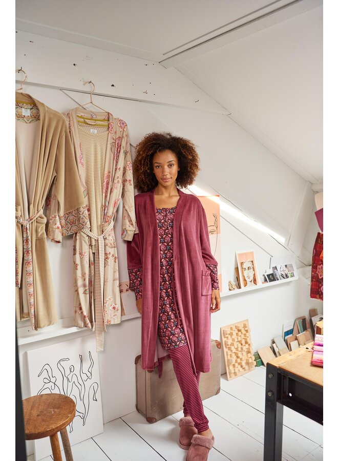 Naomi Kimono Velvet Solid Dark Pink XS
