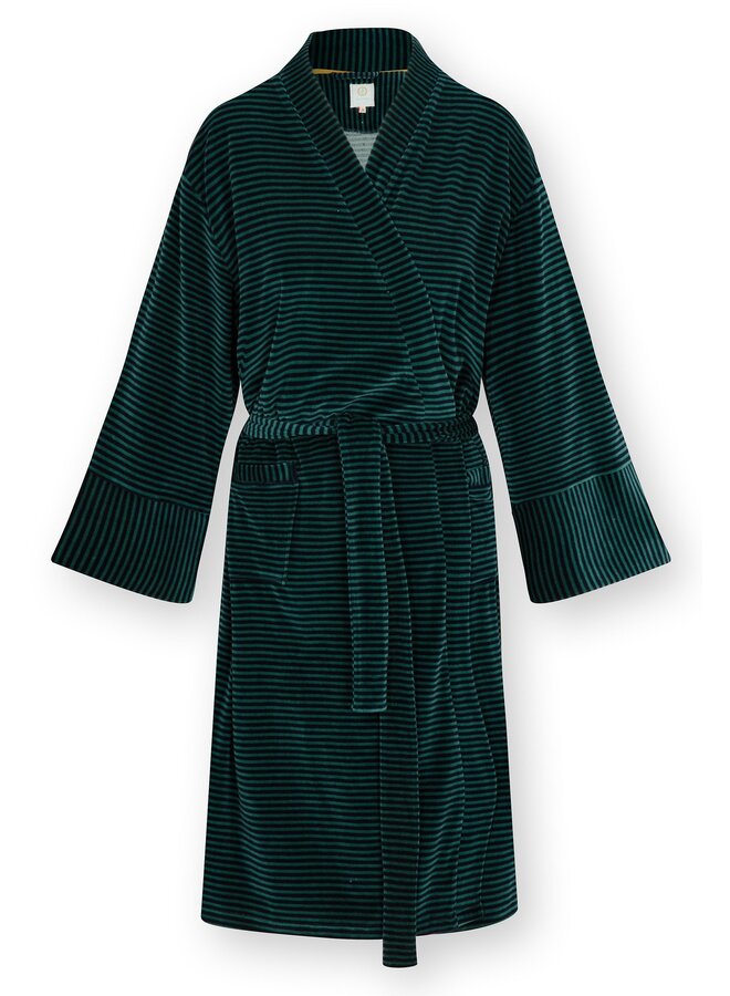 Naomi Kimono Velvet Little Sumo Stripe Blue Green XS
