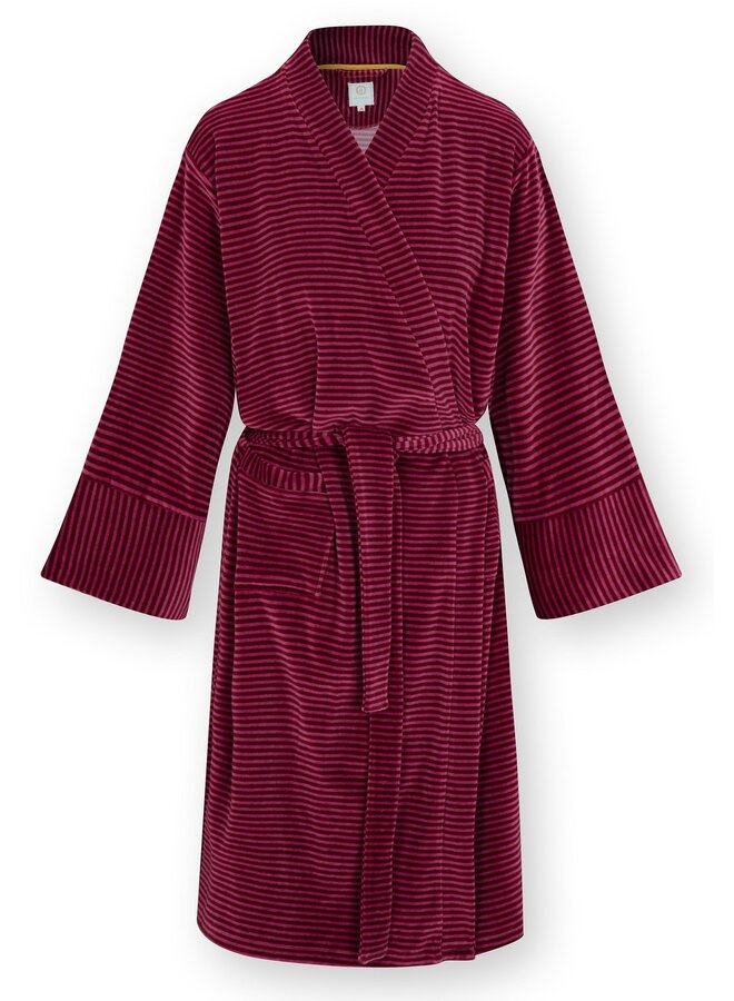 Naomi Kimono Velvet Little Sumo Stripe Red Pink
