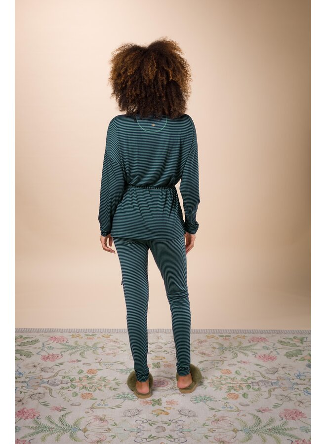 Timberly Long Sleeve Top Little Sumo Stripe Blue Green XS