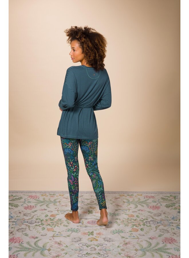 Timberly Long Sleeve Top Little Sumo Stripe Blue Green XS