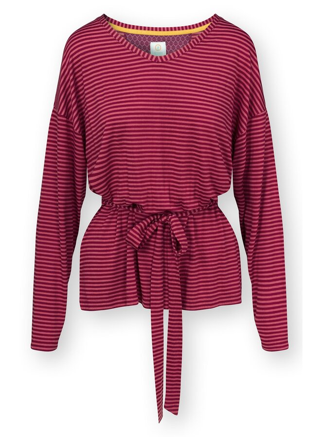 Timberly Long Sleeve Top Little Sumo Stripe Red Pink
