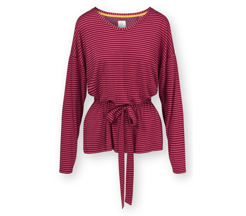 Timberly Long Sleeve Top Little Sumo Stripe Red Pink XS