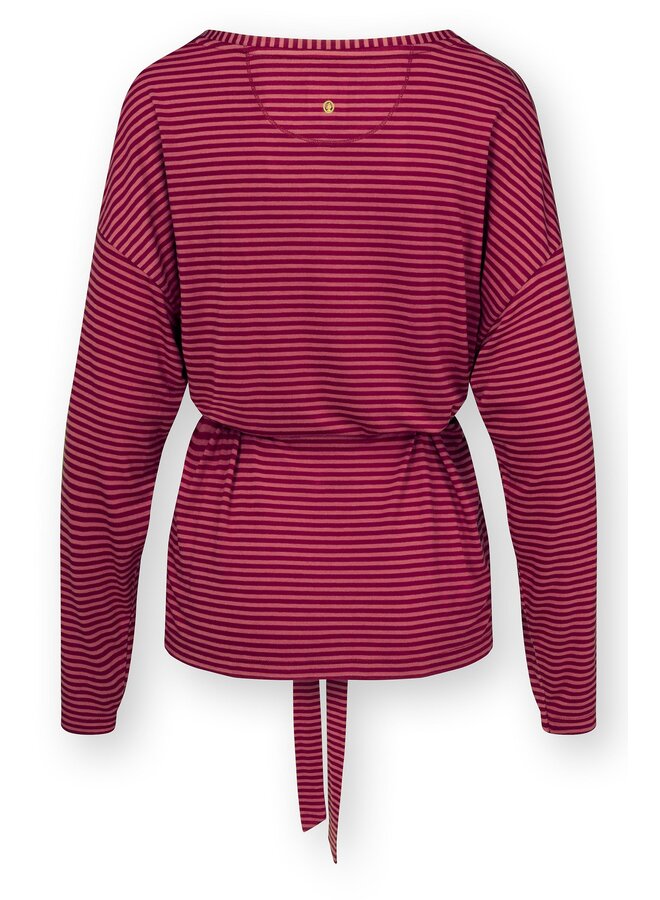 Timberly Long Sleeve Top Little Sumo Stripe Red Pink XS