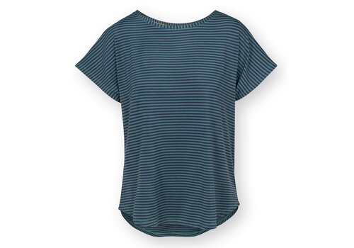 Pip Studio Tatum Short Sleeve Top Little Sumo Stripe Blue Green