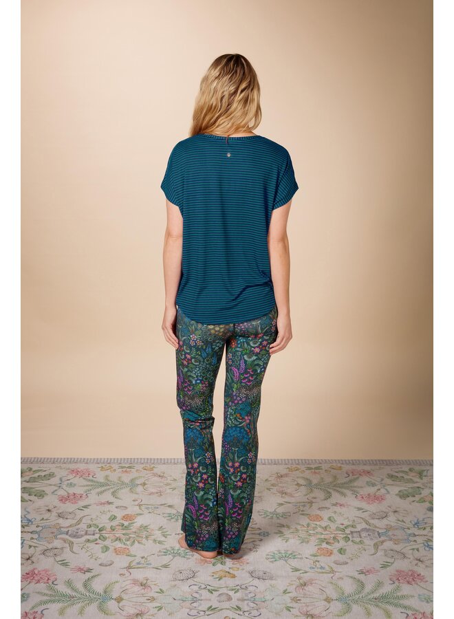 Tatum Short Sleeve Top Little Sumo Stripe Blue Green XS