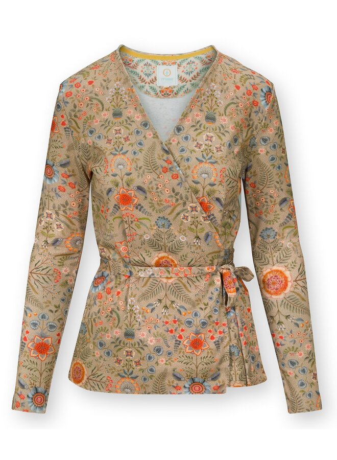 Teagan Vest Long Sleeve Flore Pequeña Sand XS