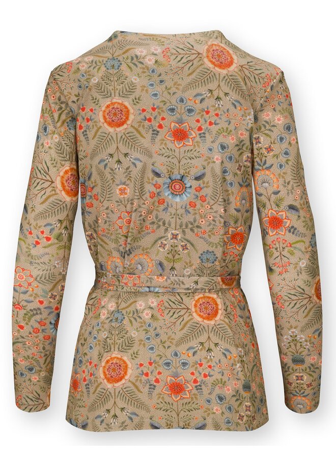 Teagan Vest Long Sleeve Flore Pequeña Sand XS