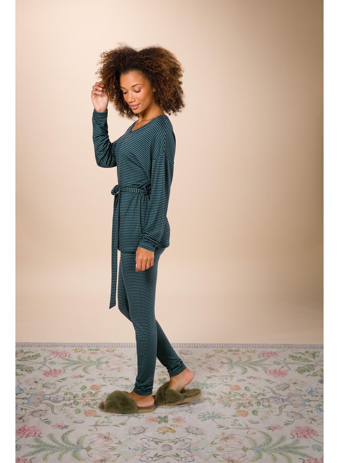 Bibi Long Trousers Little Sumo Stripe Blue Green XS