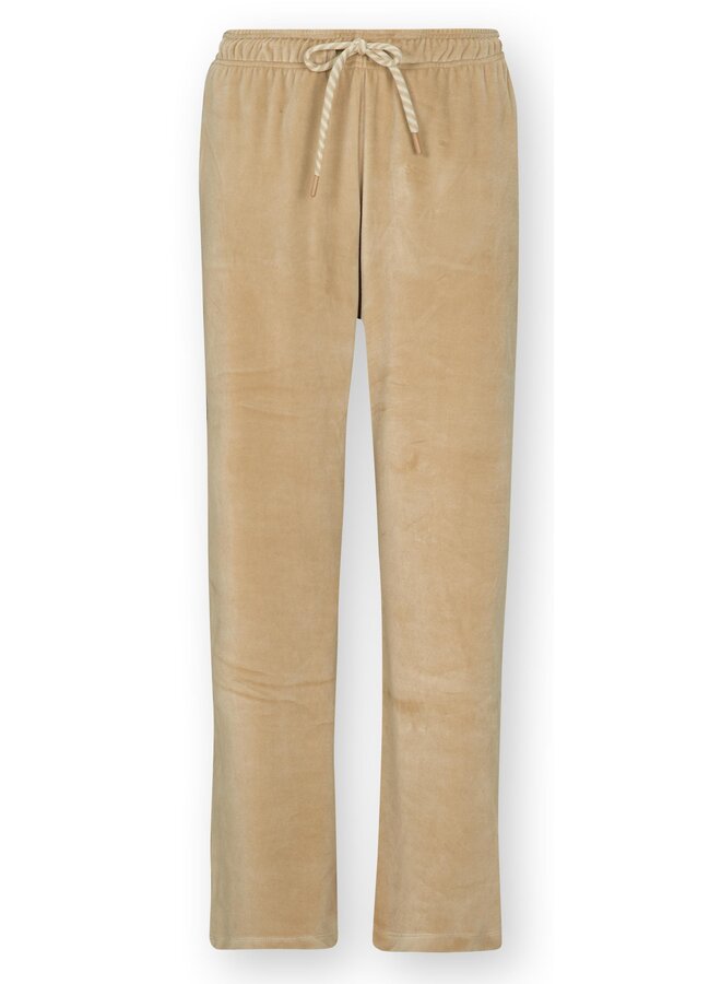 Britta Long Trousers Velvet Solid Sand