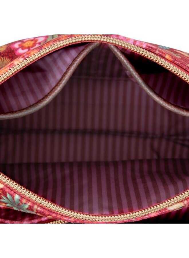 Caryn Cosmetic Bag Combi Querida Velvet Red 26x7,5x18cm