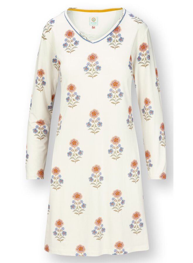 Dana Long Sleeve Nightdress Tanaka White