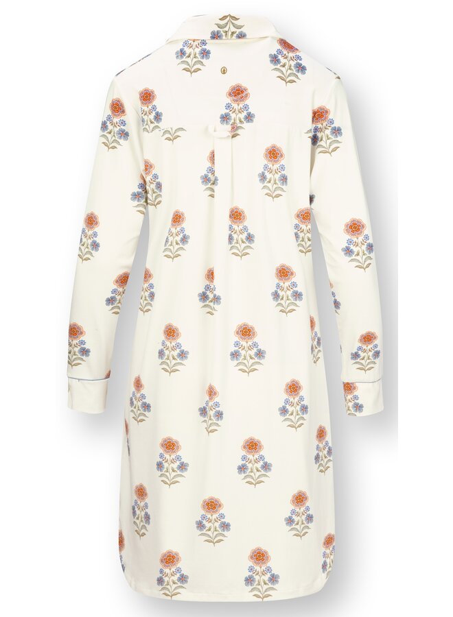 Daaltje Long Sleeve Nightdress Tanaka White