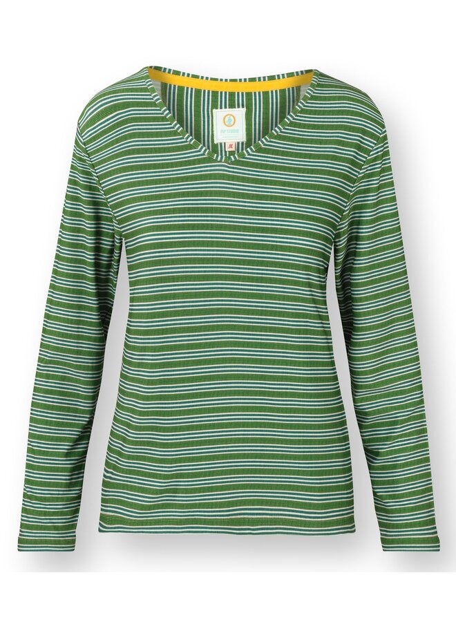 Trice Long Sleeve Top Kente Stripe Green