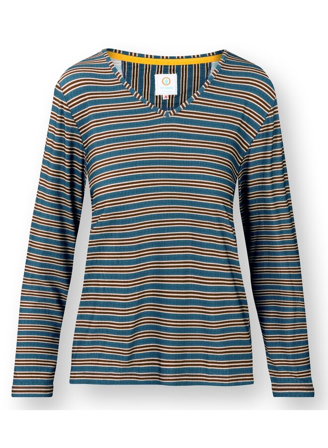 Trice Long Sleeve Top Kente Stripe Blue