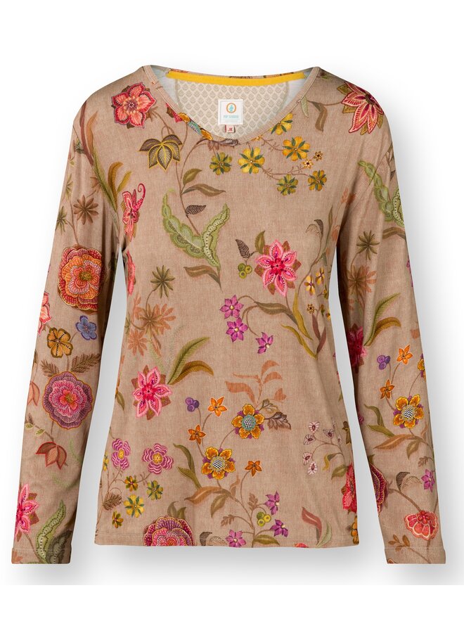 Trice Long Sleeve Top Coco Flower Sand