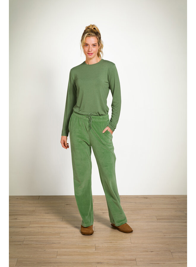 Britta Long Trousers Velvet Green
