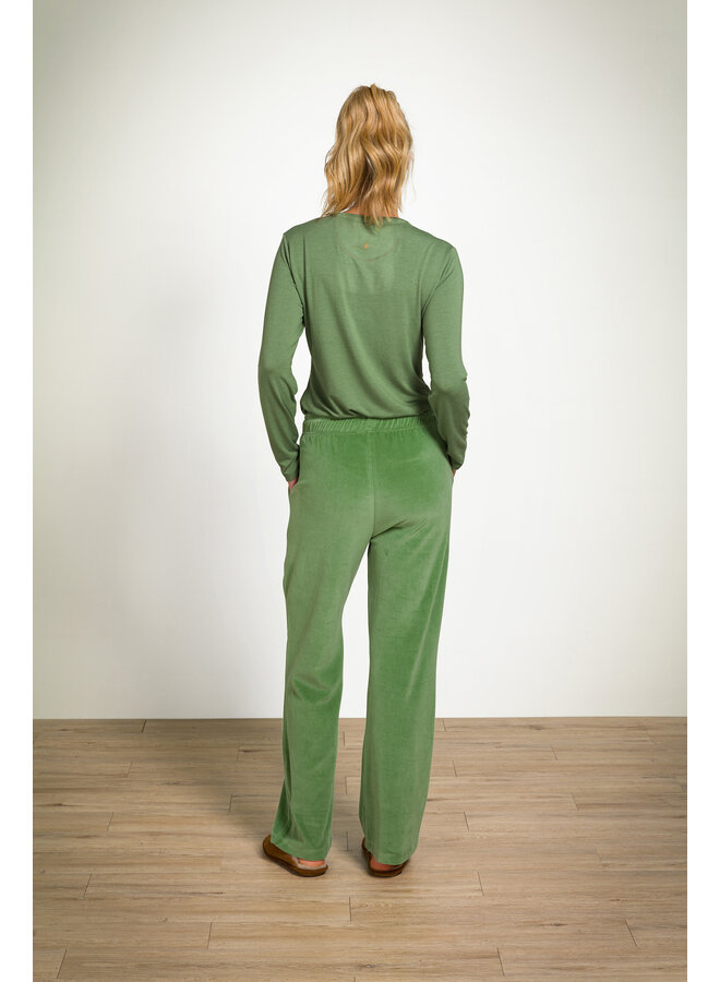 Britta Long Trousers Velvet Green