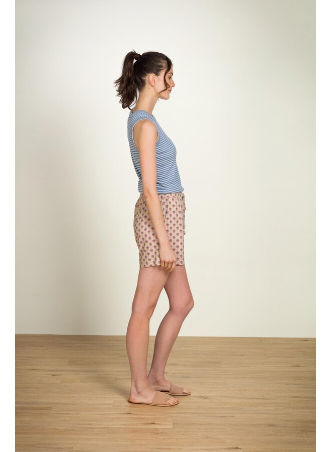 Bob Short Trousers Jaipur Flower Khaki Blue