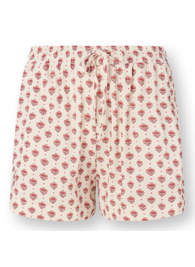 Bob Short Trousers Jaipur Flower White Pink