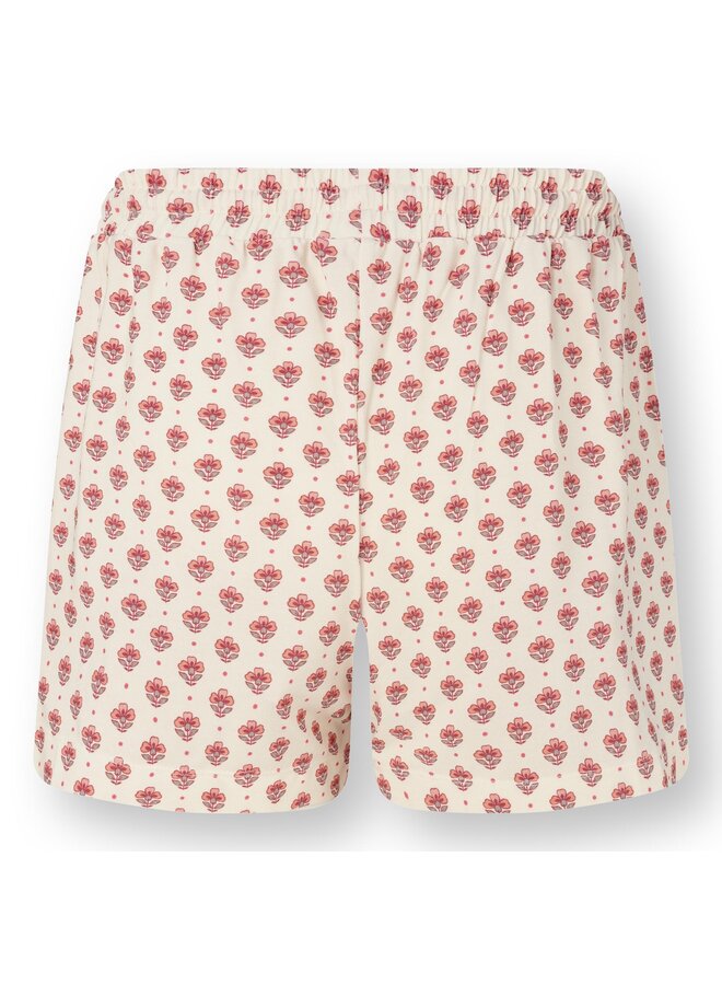 Bob Short Trousers Jaipur Flower White Pink