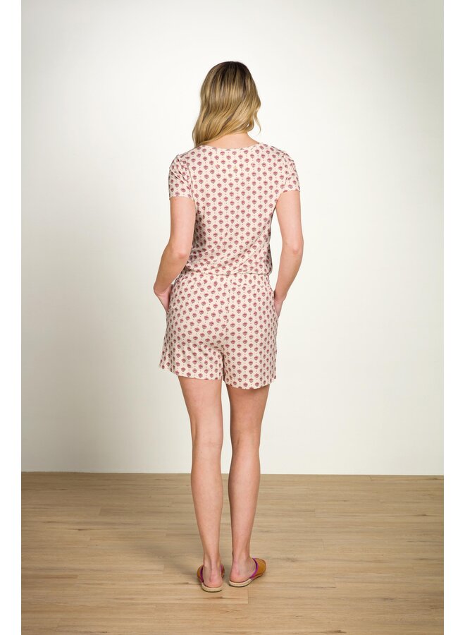 Bob Short Trousers Jaipur Flower White Pink