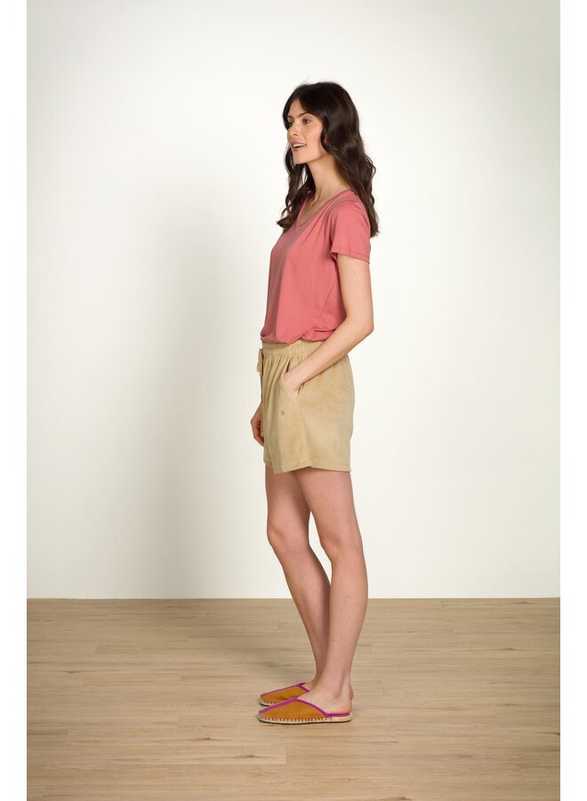 Bisou Short Trousers Velvet Beige