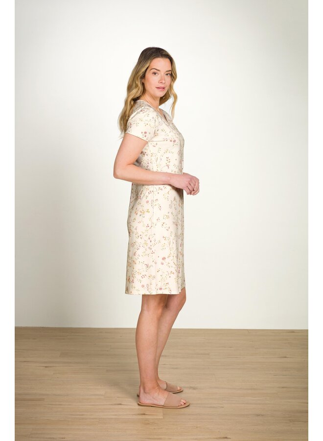 Daisy Short Sleeve Nightdress Little Delhi Offwhite