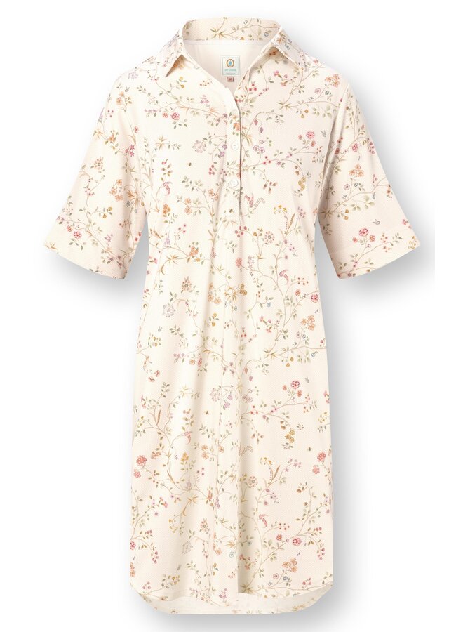 Dewi Short Sleeve Nightdress Little Delhi Offwhite