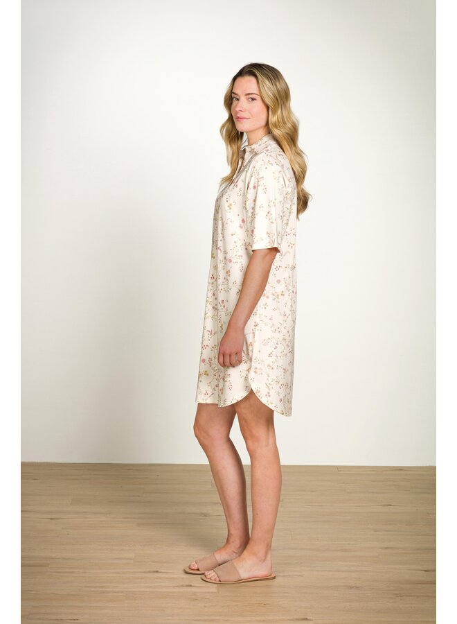 Dewi Short Sleeve Nightdress Little Delhi Offwhite