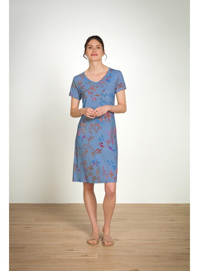 Djoy Short Sleeve Nightdress Bodhi Flower Blue