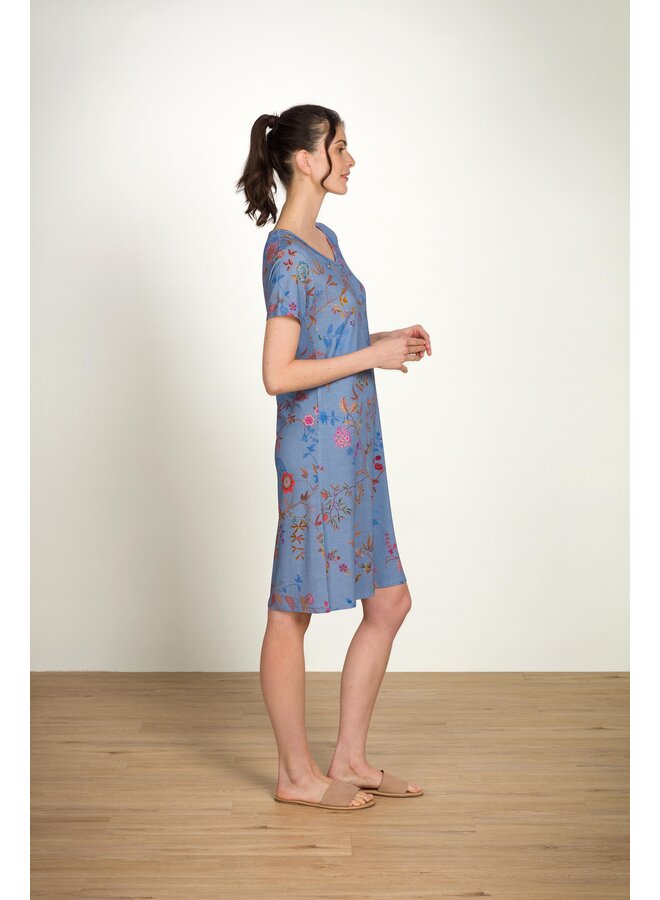 Djoy Short Sleeve Nightdress Bodhi Flower Blue