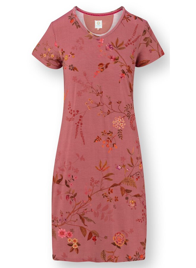 Djoy Short Sleeve Nightdress Bodhi Flower Dark Pink