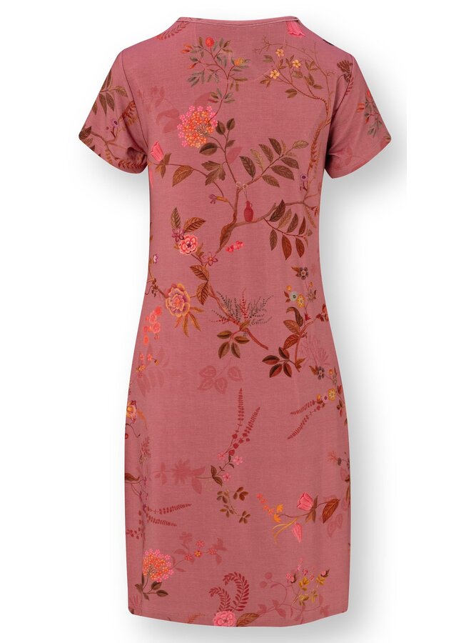 Djoy Short Sleeve Nightdress Bodhi Flower Dark Pink