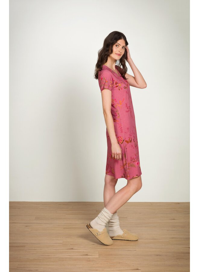 Djoy Short Sleeve Nightdress Bodhi Flower Dark Pink