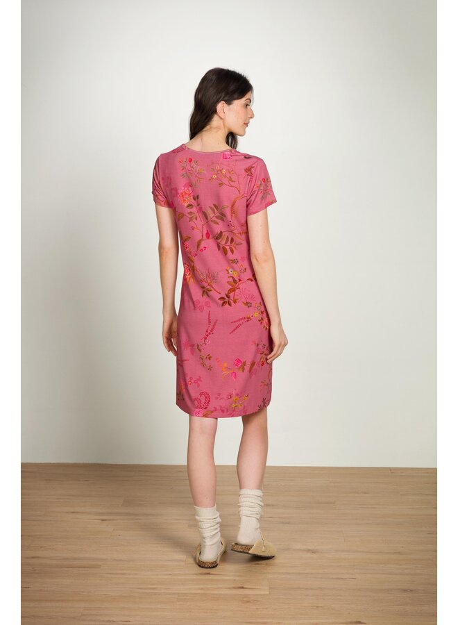 Djoy Short Sleeve Nightdress Bodhi Flower Dark Pink