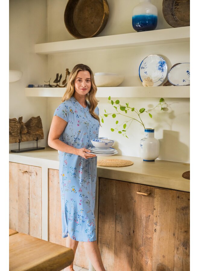 Dalia Short Sleeve Nightdress Delhi Dreams Blue