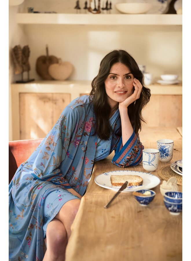 Noa Kimono Bodhi Flower Blue