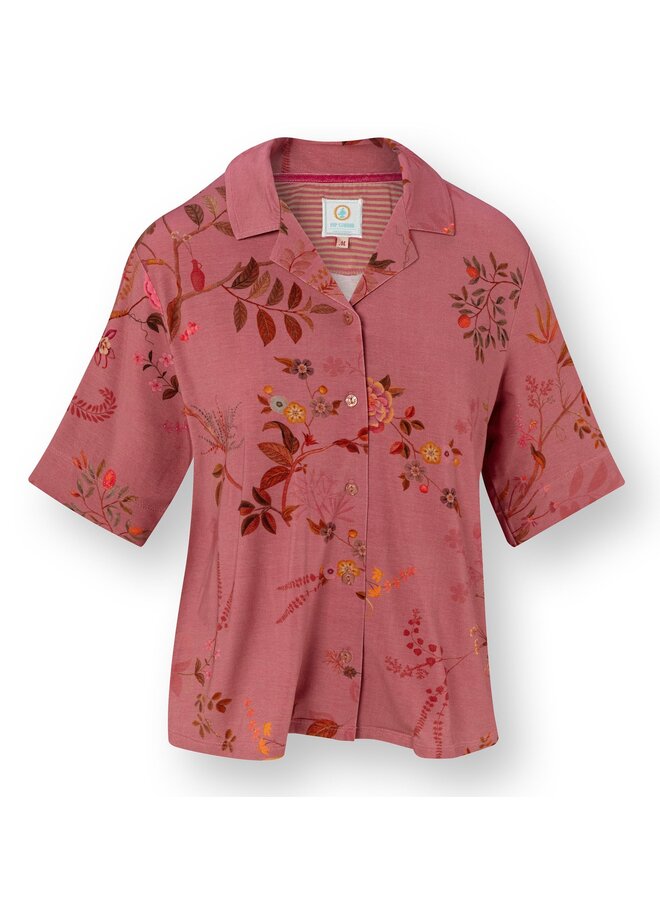 Flora Short Sleeve Top Bodhi Flower Dark Pink