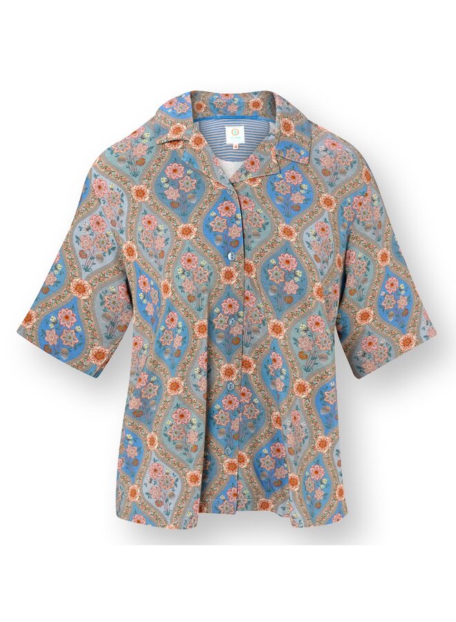 Flora Short Sleeve Top Ornamento Blue