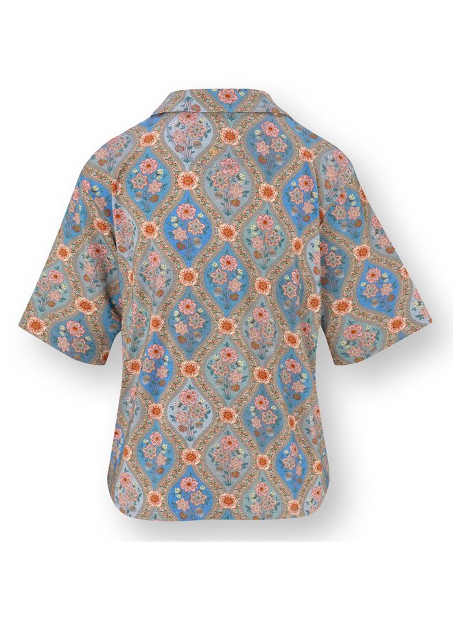 Flora Short Sleeve Top Ornamento Blue