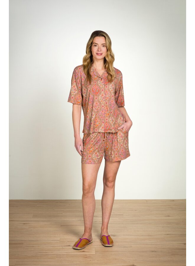 Flora Short Sleeve Top Ornamento Orange