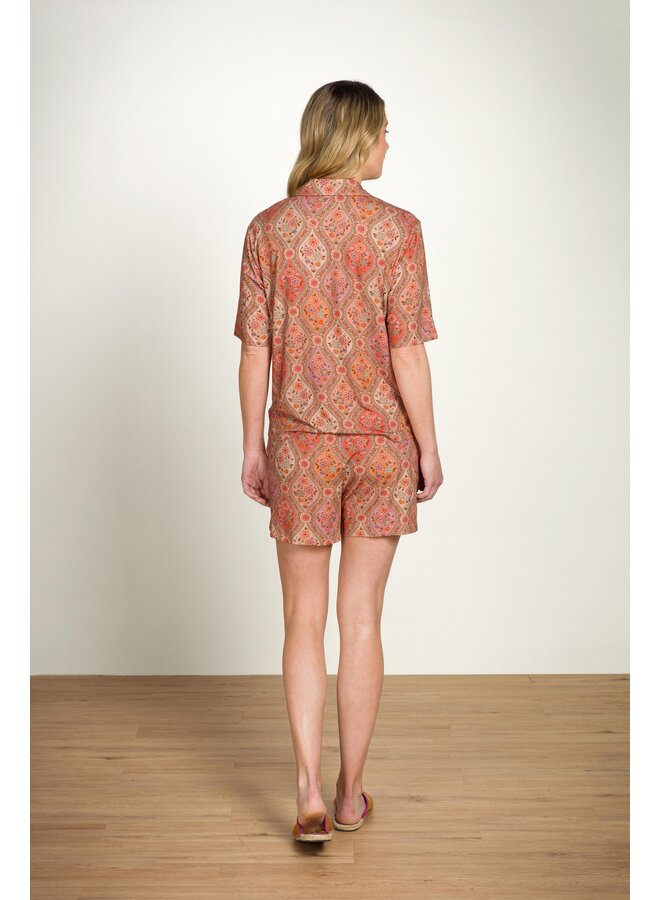 Flora Short Sleeve Top Ornamento Orange