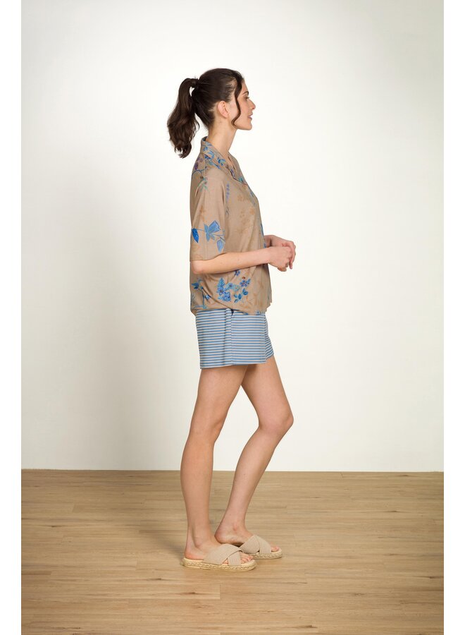 Flora Short Sleeve Top Marigold Blue