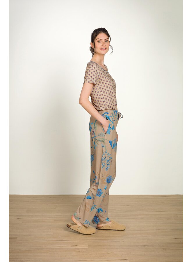 Toy Short Sleeve Top Jaipur Flower Khaki Blue