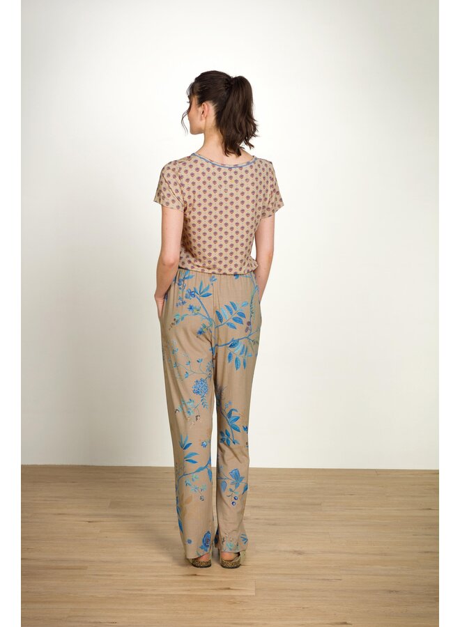 Toy Short Sleeve Top Jaipur Flower Khaki Blue